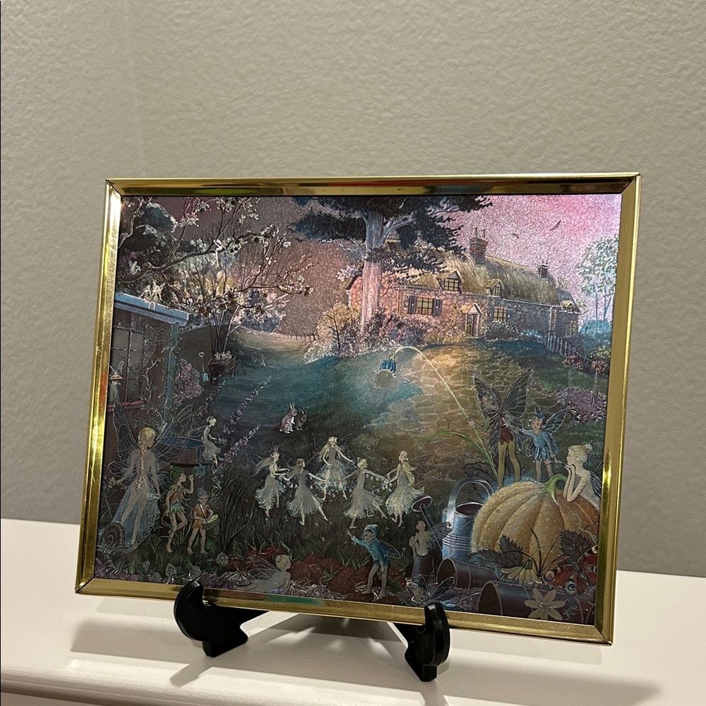 Framed Bottom Of The Garden, Fairy Dufex Foil Print Made in USA